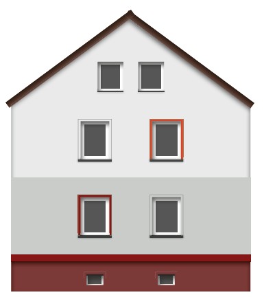 2 Raumwohnung mit Keller und Stellplatz, ERSTBEZUG nach Komplettsanierung - Stirnseite links (37683)