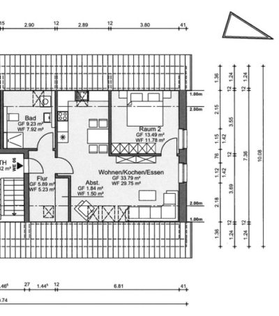 2 Raumwohnung mit Keller und Stellplatz, ERSTBEZUG nach Komplettsanierung - DG rechts (32888)