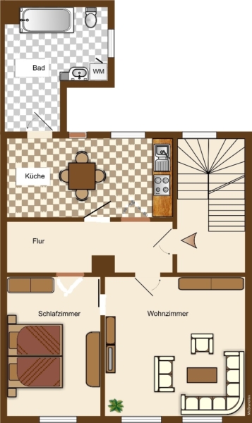Sanierte 2-Raumwohnung im 1. OG in Zentrumsnähe mit Wohnhof und Keller - Nr. 14, 1. OG (32983)