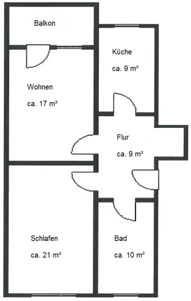 Großzügige 2-Raum-Wohnung in grüner Randlage der Weststadt - Grundriss_JD_2+4_2 RW_li (39587)